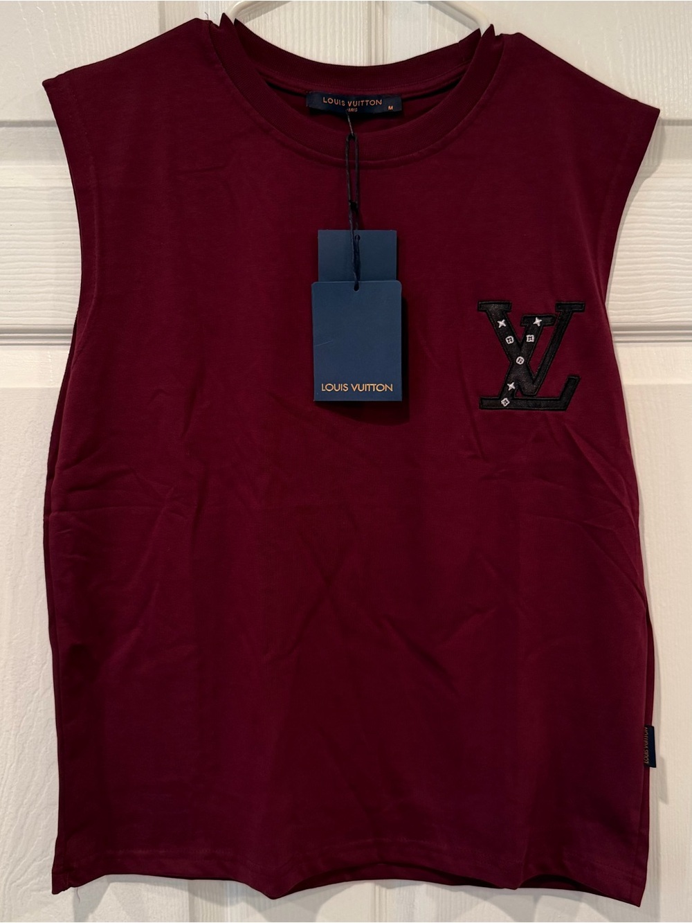 Louis Vuitton Burgundy Sleeveless Tank with Black LV Patch